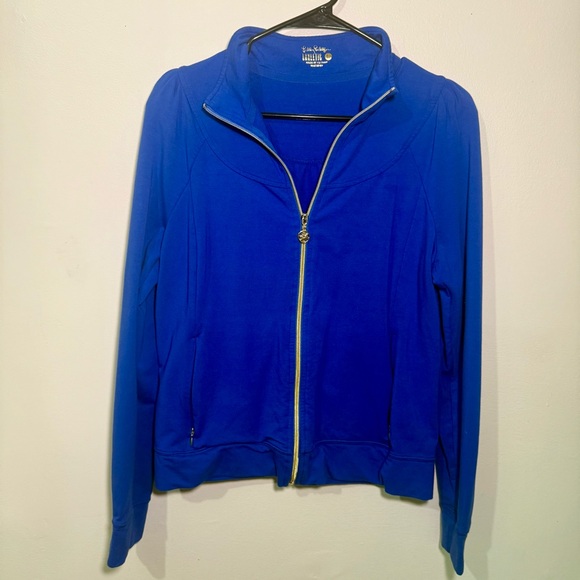 Lilly Pulitzer Luxletic Cobalt Blue Full-Zip Jacket, Size Large - Picture 2 of 7